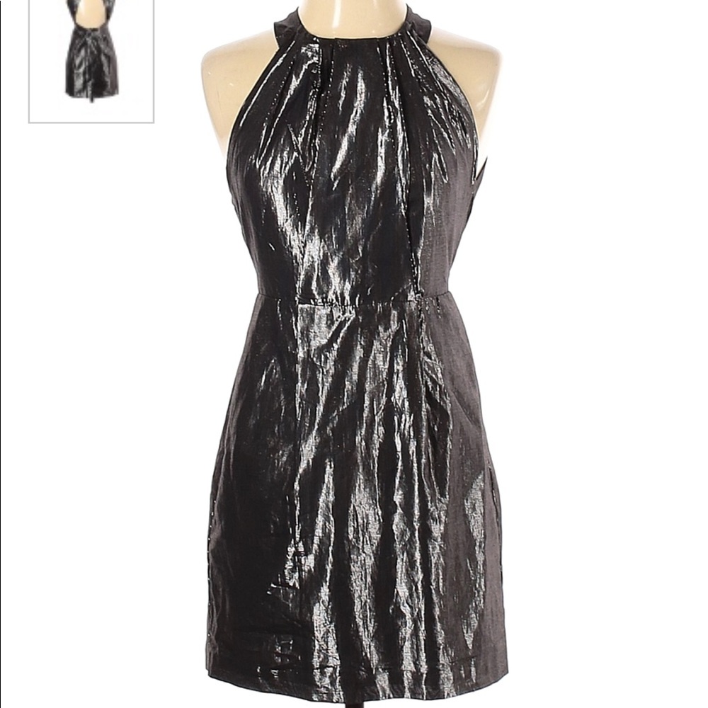 Bcbgeneration Metallic Silver Halter Mini Dress S6 - image 1